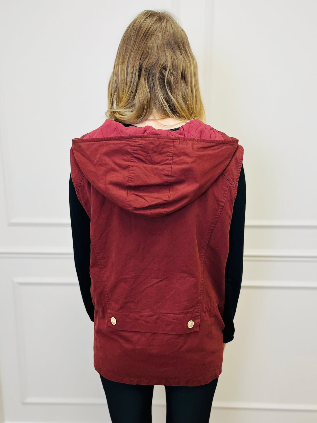 "DIXIE" Cotton Gilet-Burgundy