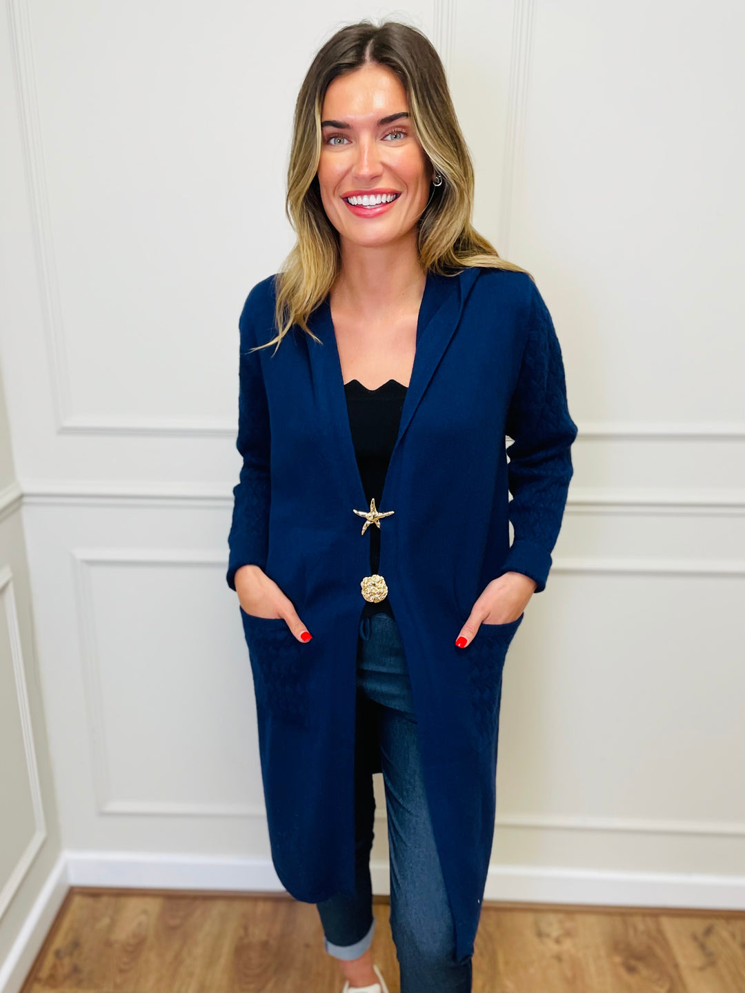 VANESSA” Knitted Coatigan-Navy – RILEY Boutique