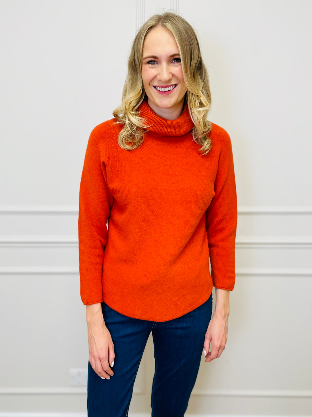 "MANDY" Roll Neck Jumper-Orange