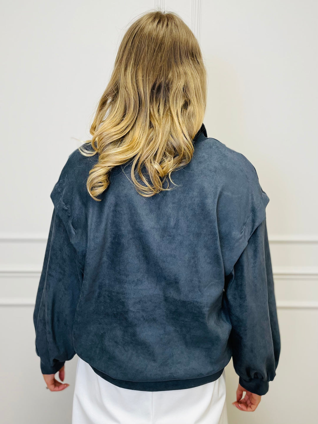 "BEATRICE" Half Zip Top-Grey