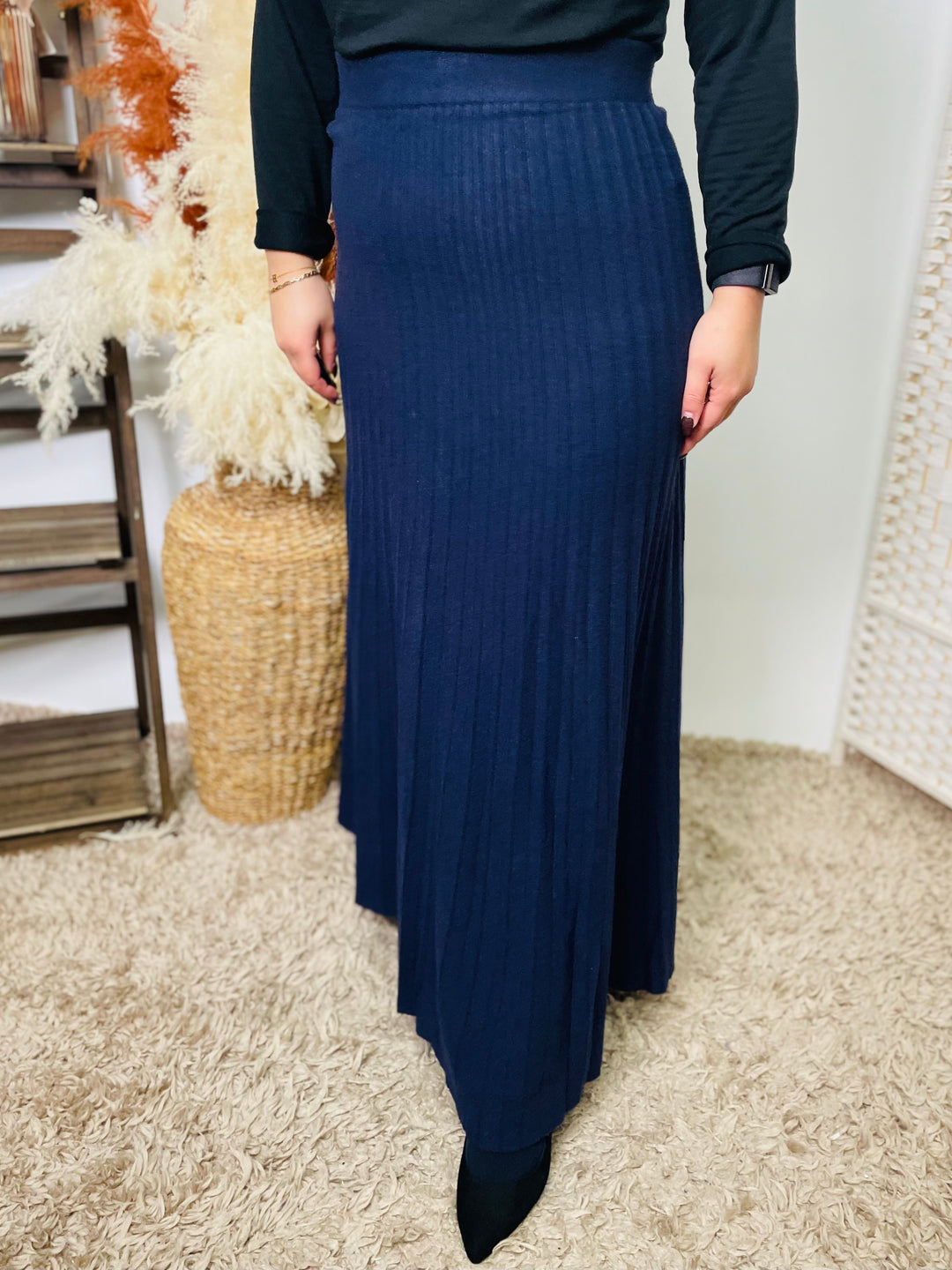 "ANNA" Maxi Skirt-Navy