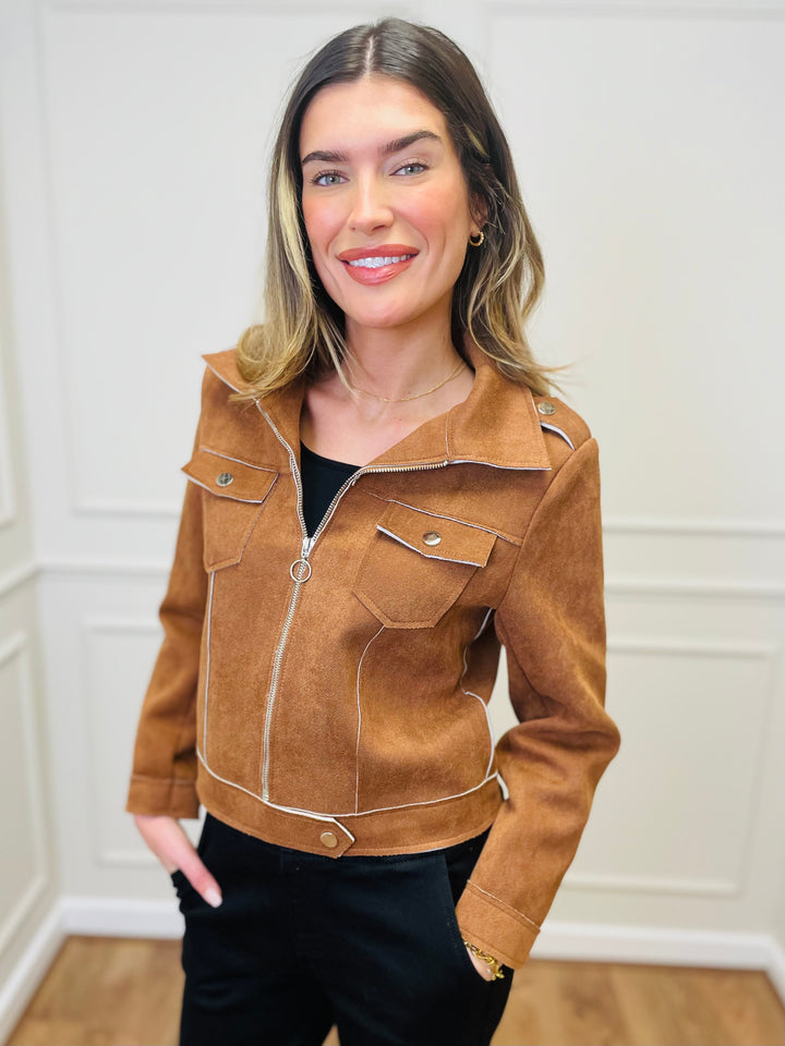 "ESTELLA" Biker Jacket-Tan