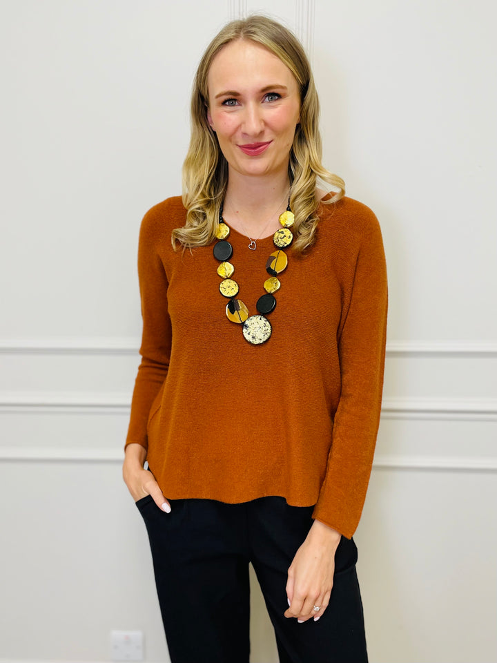 "MAGNOLIA" Fine Knit Jumper-Rust