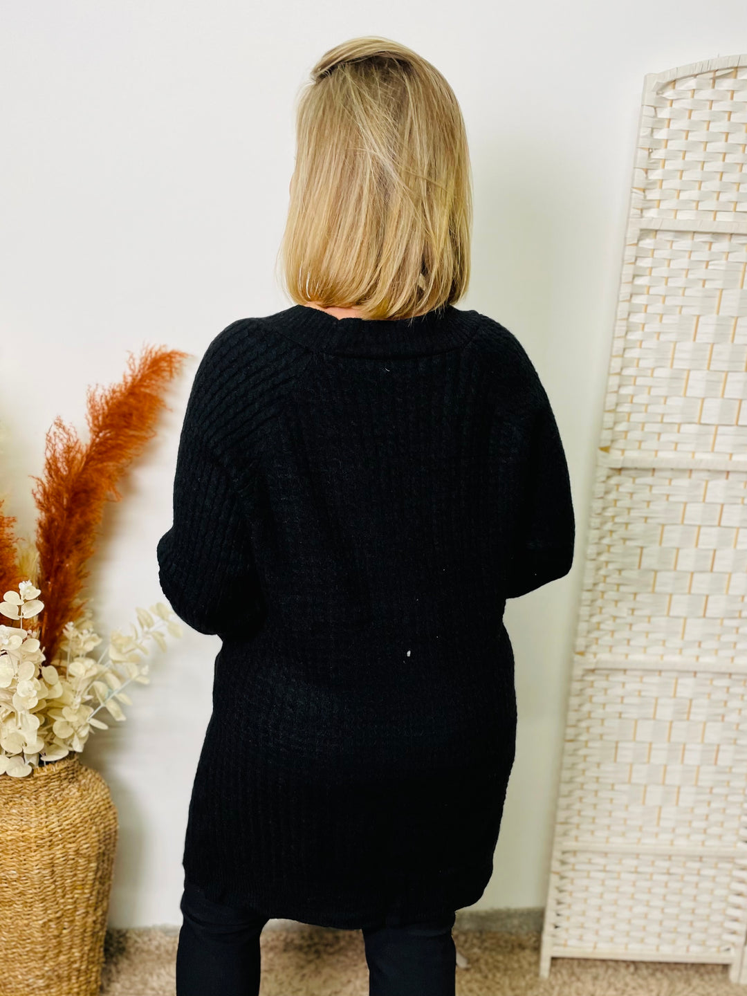 "MONICA” Knitted Cardigan-Black