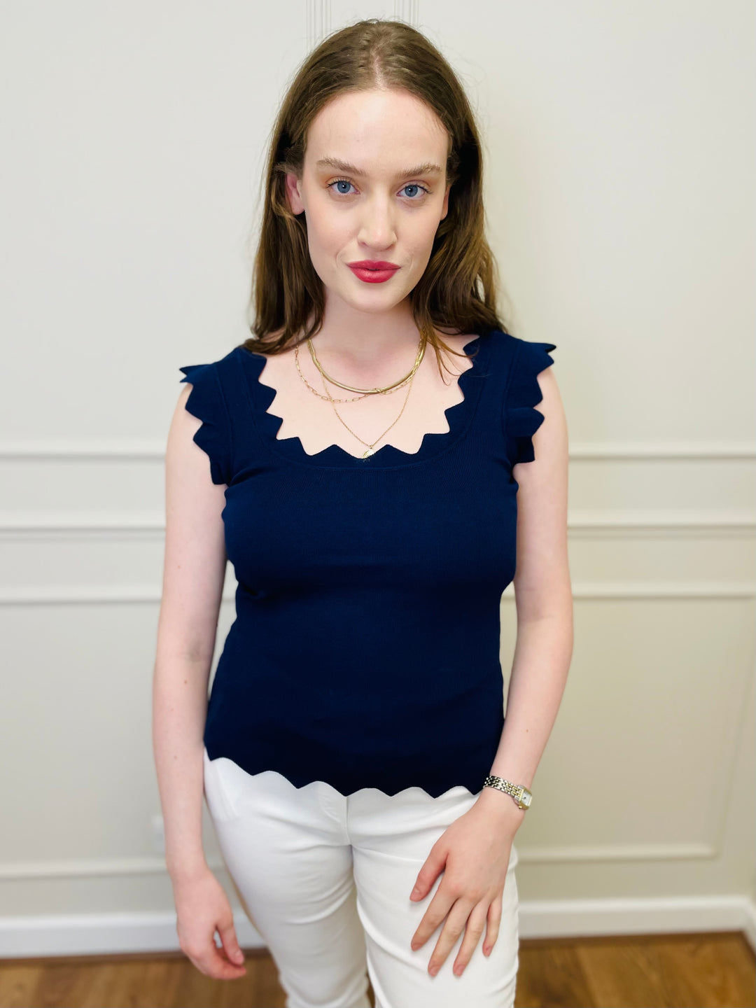 "CARLY" Vest Blouse-Navy