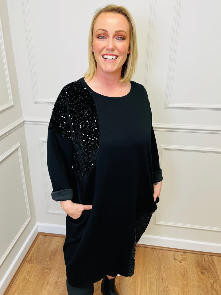 "LUISA" Sparkle Tunic-Black