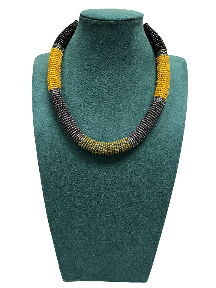 Mustard/Green & Black Statement Necklace
