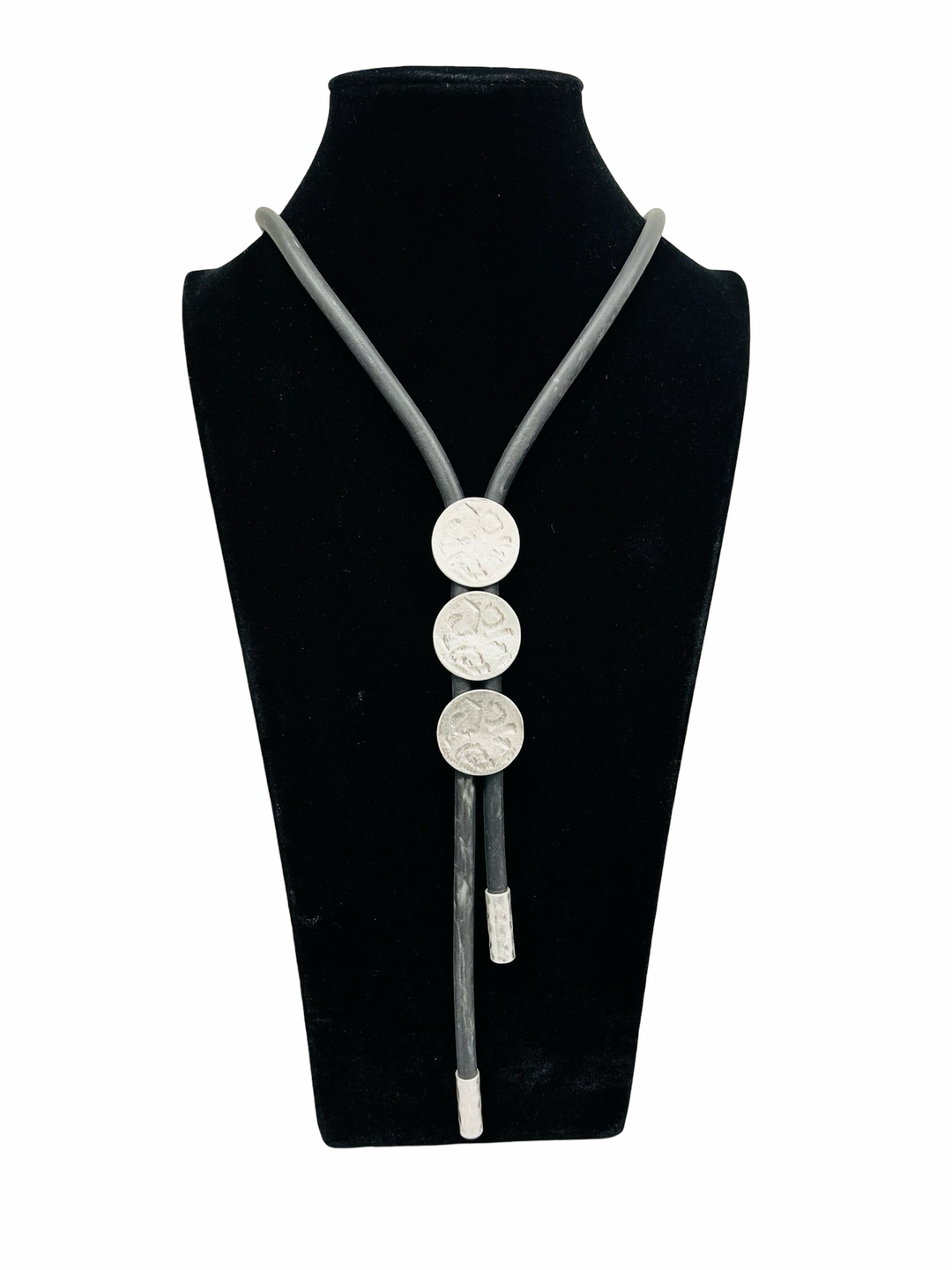 Rubber & Silver Long Statement Necklace