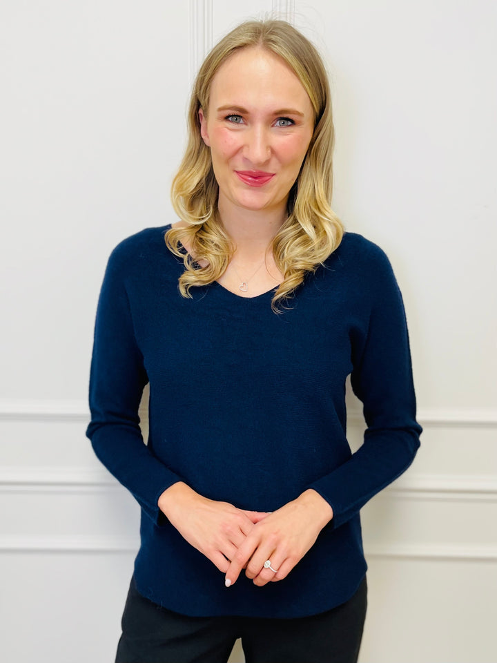 "MAGNOLIA" Fine Knit Jumper-Navy