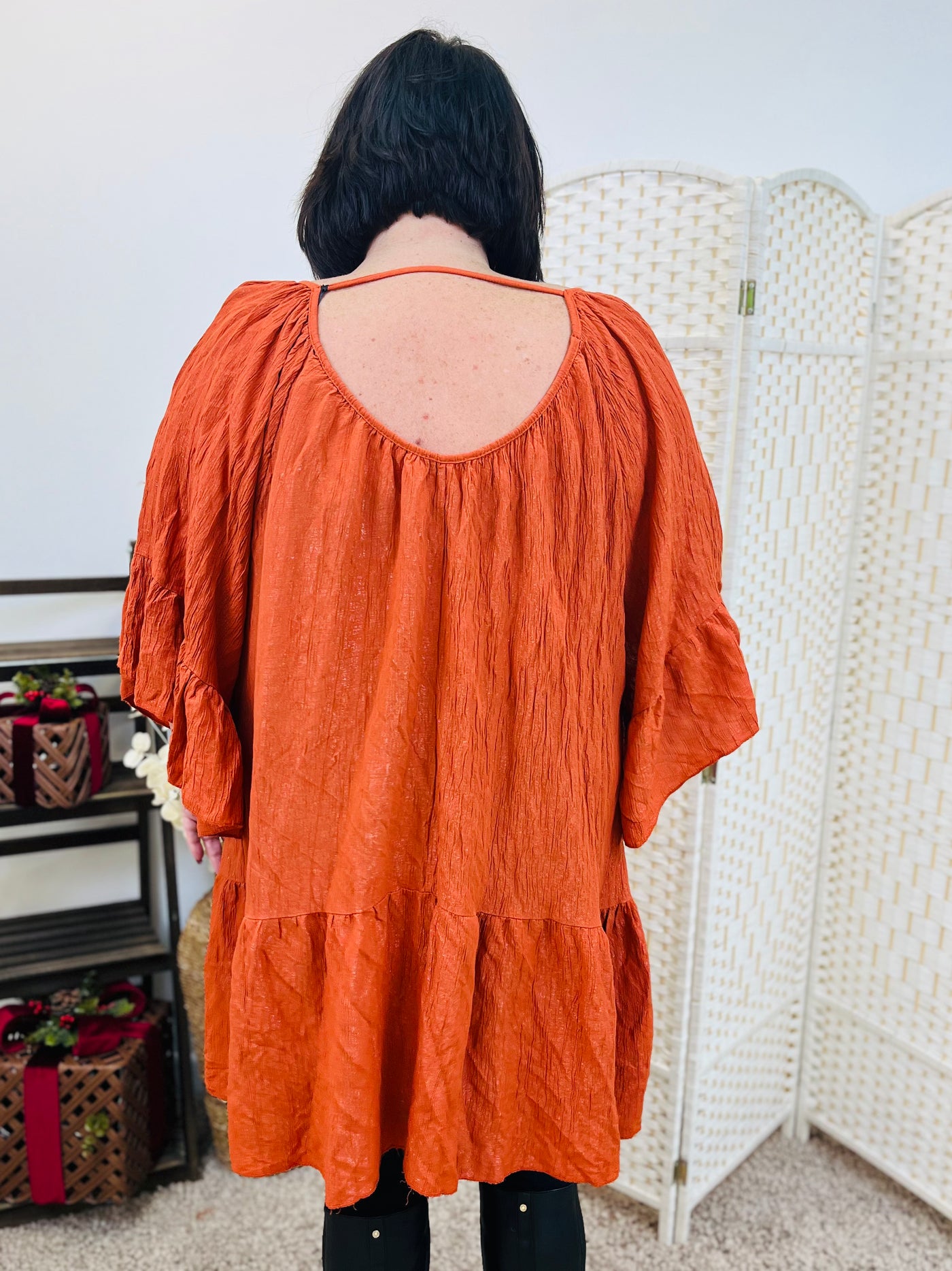 "DENISE" Smock Dress-Rust Orange