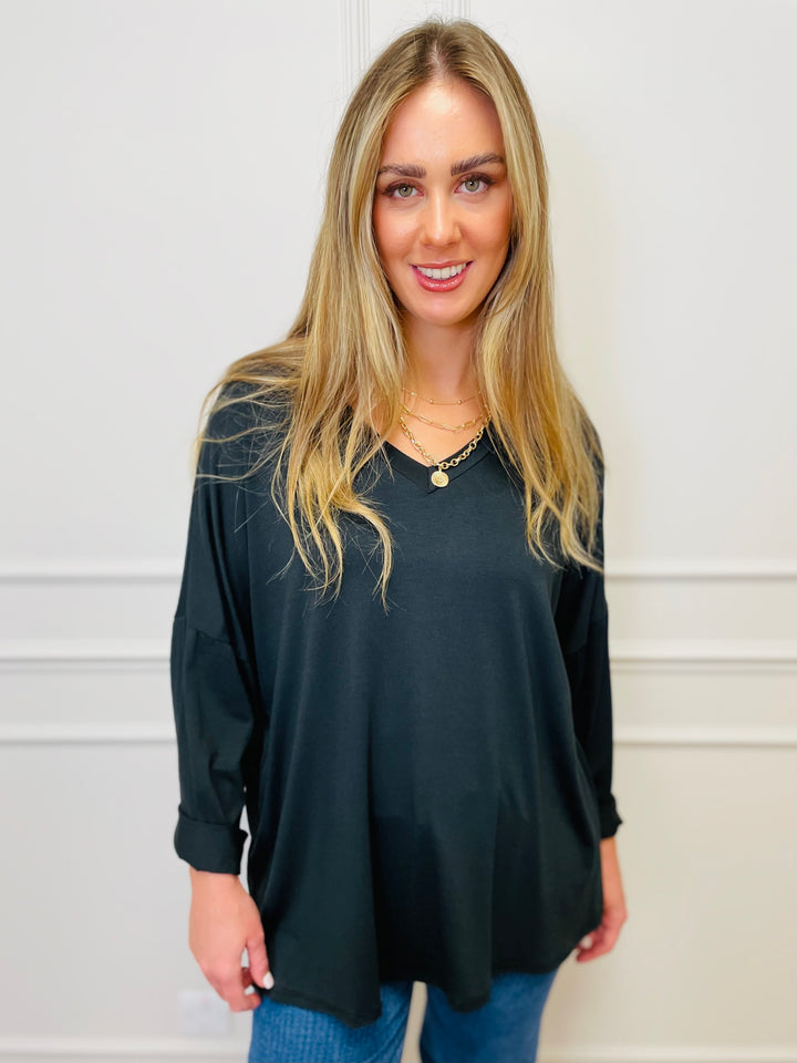 "BARBARA" Basic Top-Black