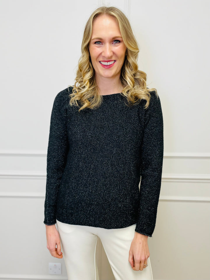 "MAGNOLIA" Sparkle Fine Knit Jumper-Black
