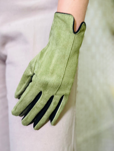 Two Toned Gloves-Green & Black