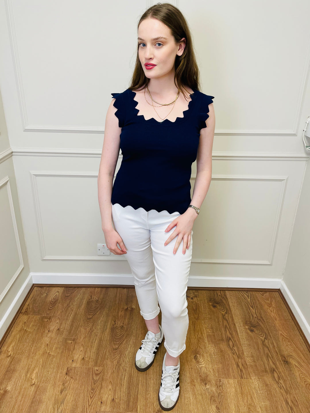 "CARLY" Vest Blouse-Navy