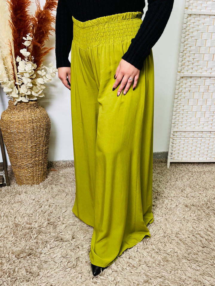 "KIARA" Palazzo Trousers-Lime Green