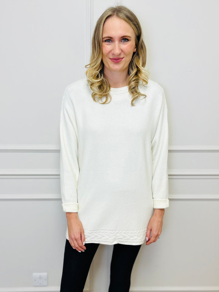 "CASEY" Cable Knit Jumper-Cream