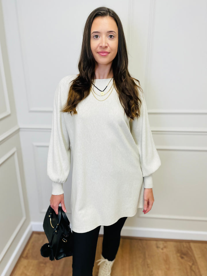 "EVELYN" Button Back Dress-Cream