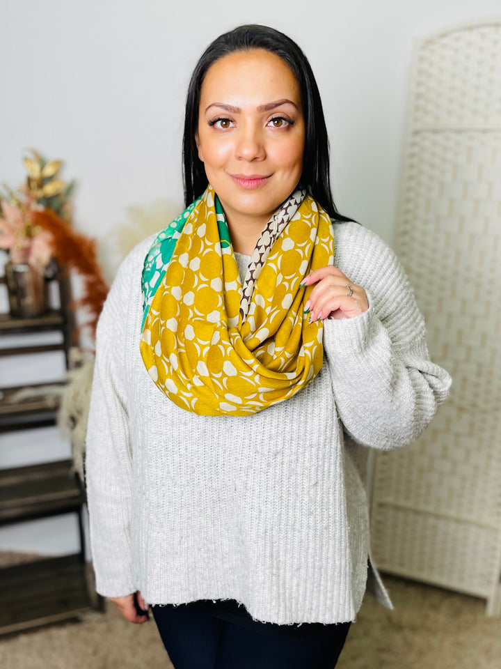 No.67 Artistic Print Scarf-Green & Yellow