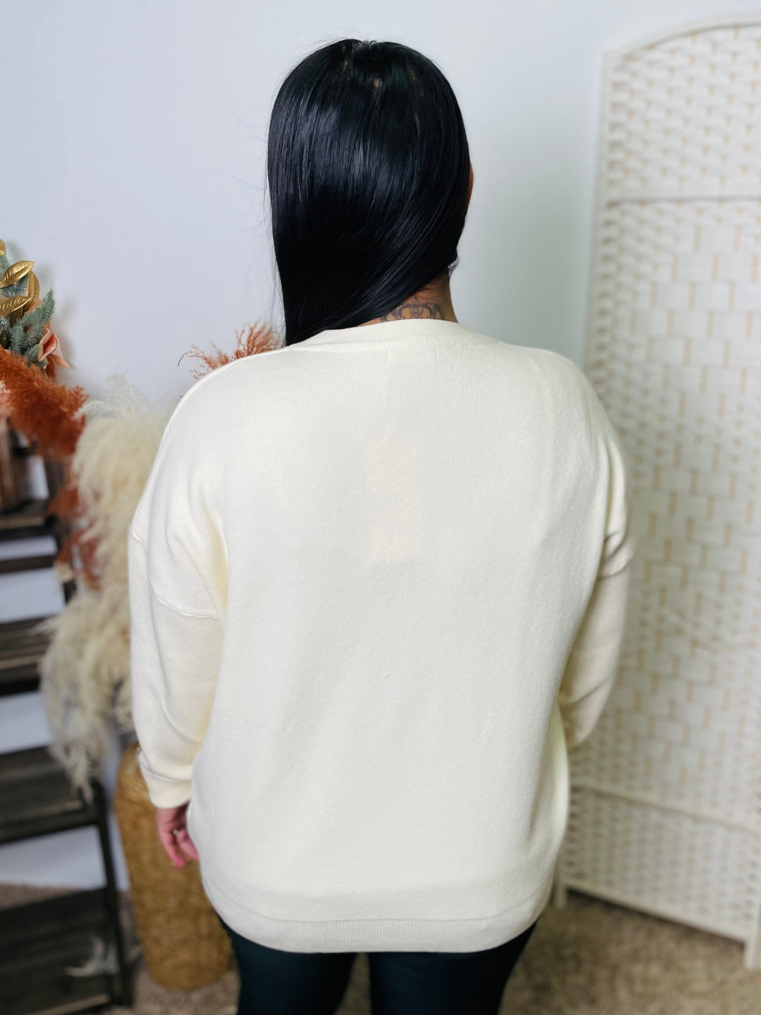 "DANY" Boxy Sweat Top-Cream