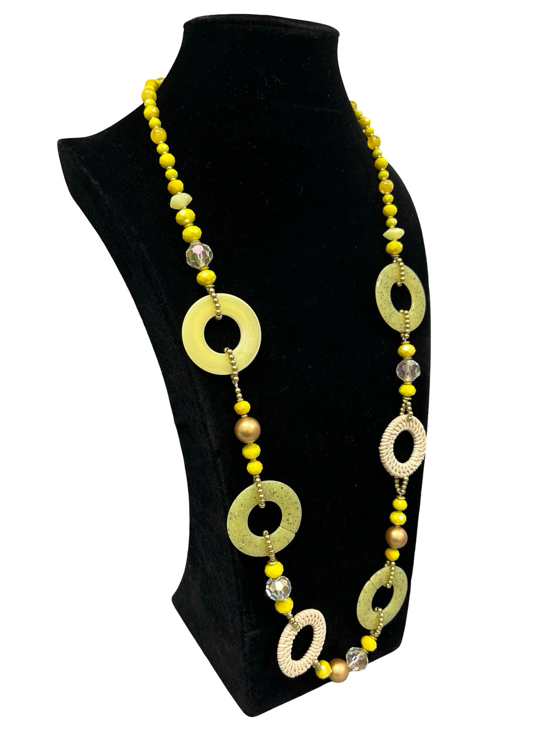 Yellow & Gold Long Statement Necklace