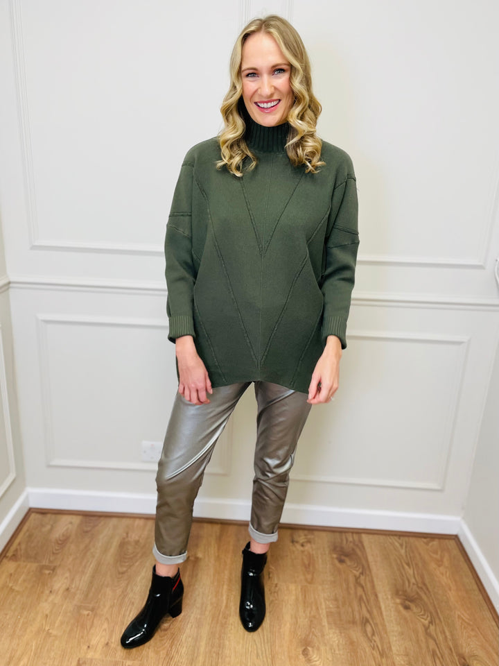 "BLAKE" Polo Neck Jumper-Green