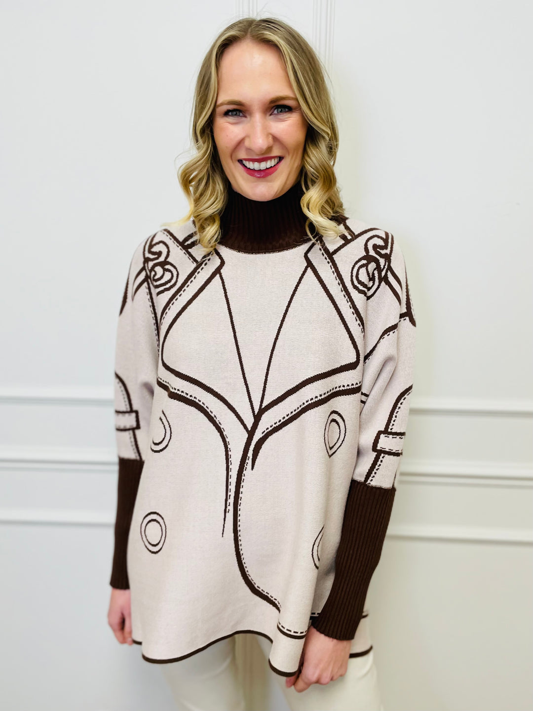 "JOY" Reversible Jumper-Brown & Cream