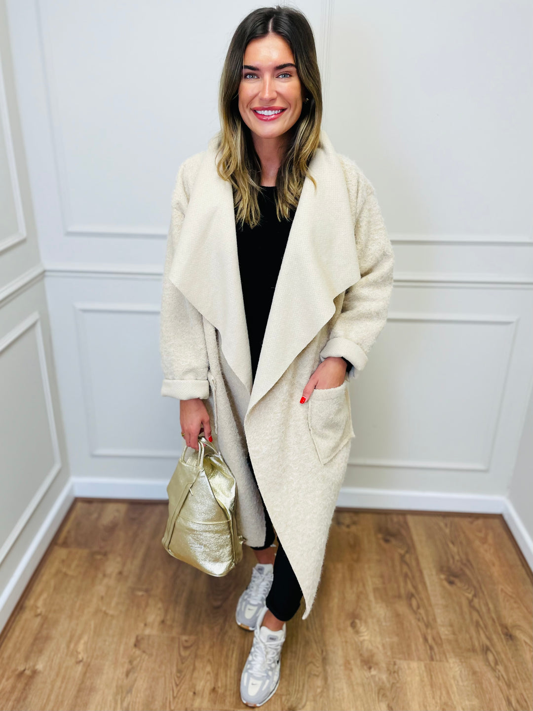 "BAILEY" Waterfall Coat-Cream