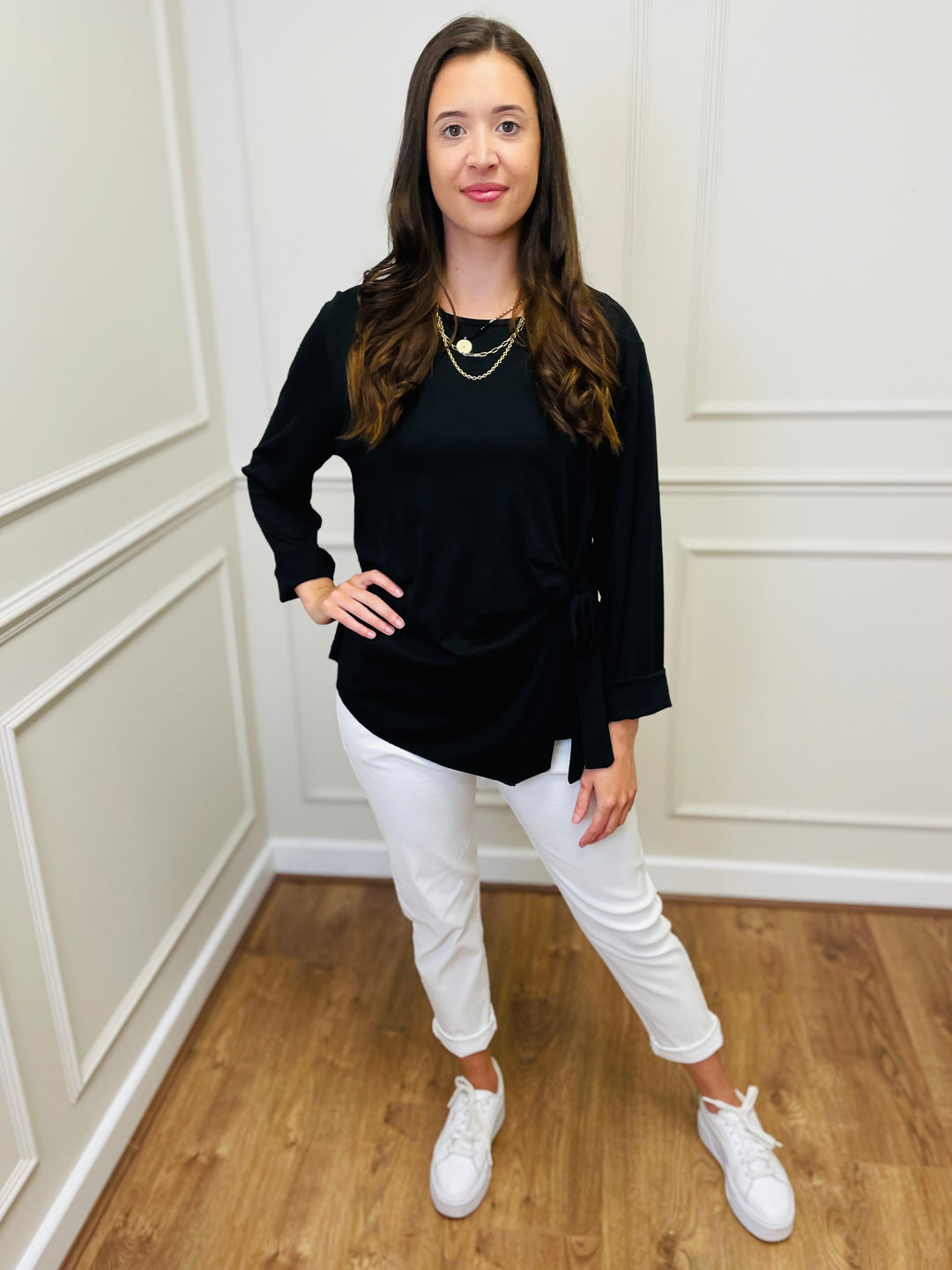 "AMARA" Side Tie Top-Black