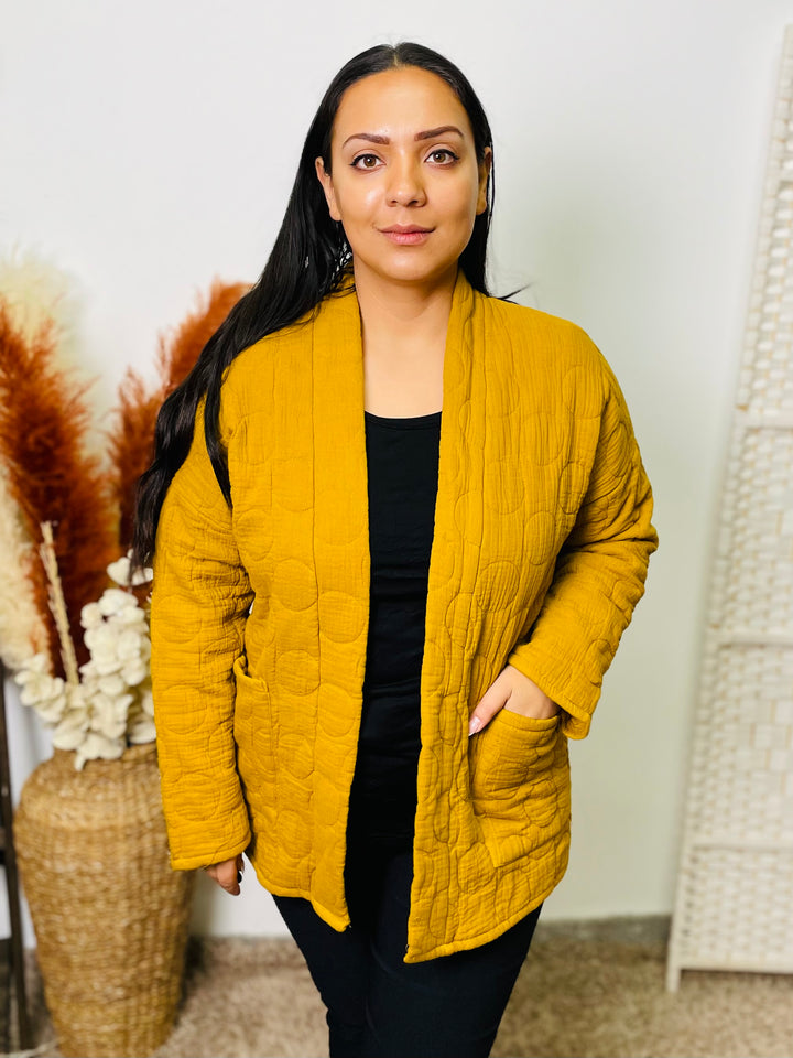 “HAYLEY" Quilted Jacket-Mustard