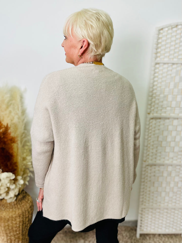 "BROOKE" Soft Cardigan-Stone