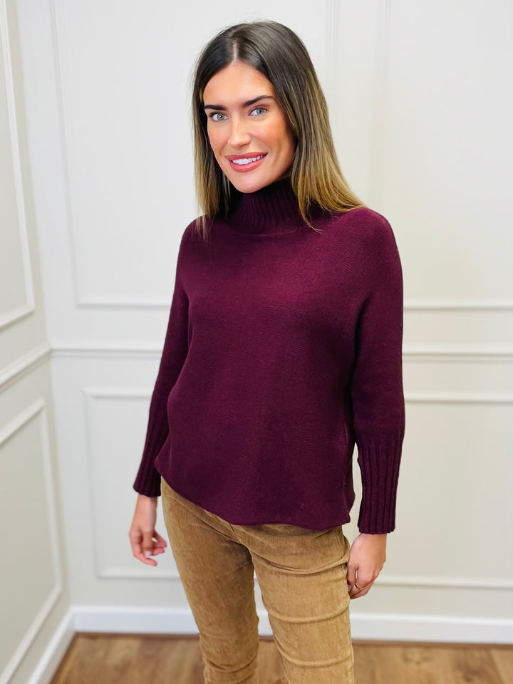 "AMANDA" Roll Neck Jumper-Wine