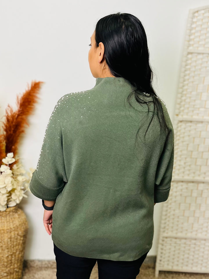 "WHITNEY" Pearl Jumper-Green