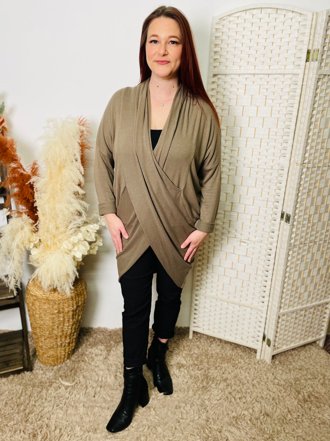 "ELLY" Crossover Tunic-Mocha