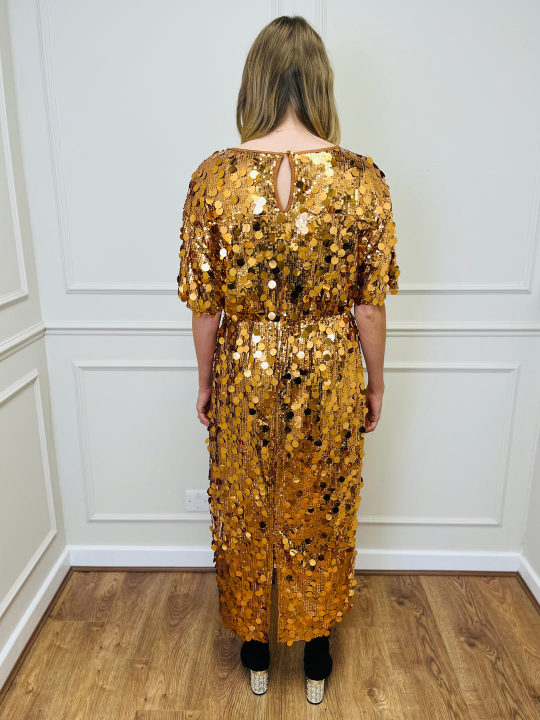 "ROSALIE" Sequin Dress-Gold