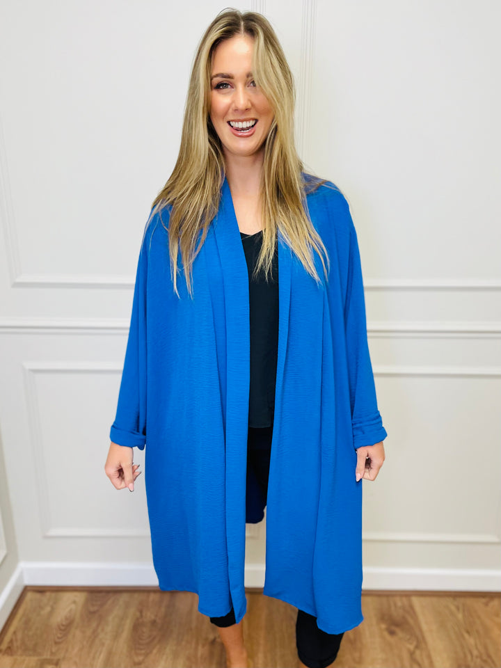 "ANDREA" Longline Jacket-Blue