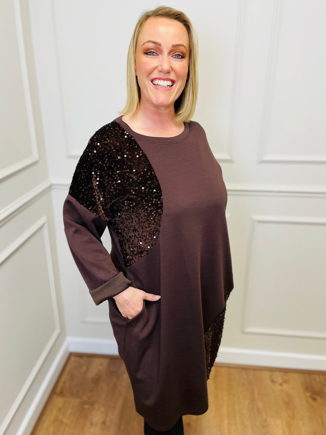 "LUISA" Sparkle Tunic-Brown