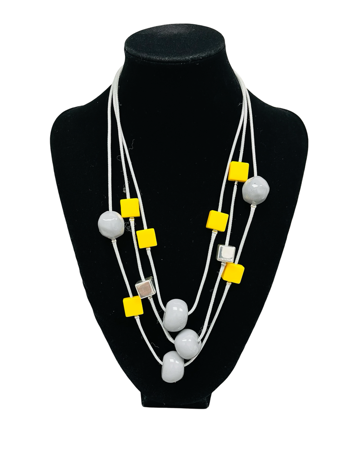 Grey & Yellow Short Statement Necklace