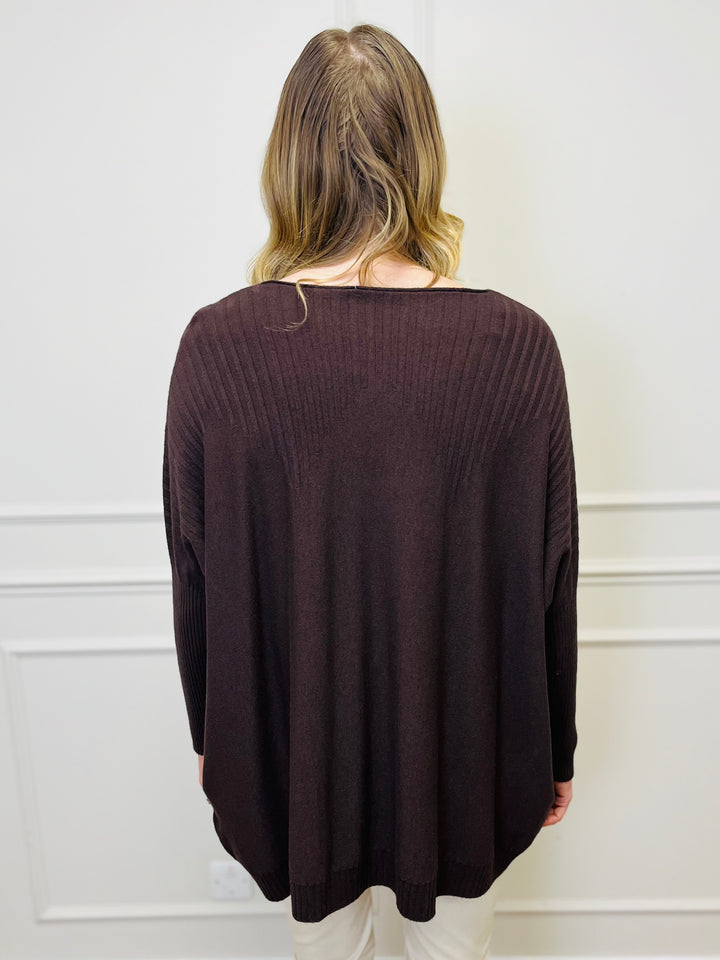 "JESSIE" Basic Soft Jumper-Brown