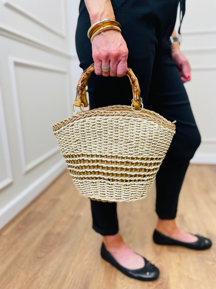 No.75 Straw Basket Bag-Sand & Tan