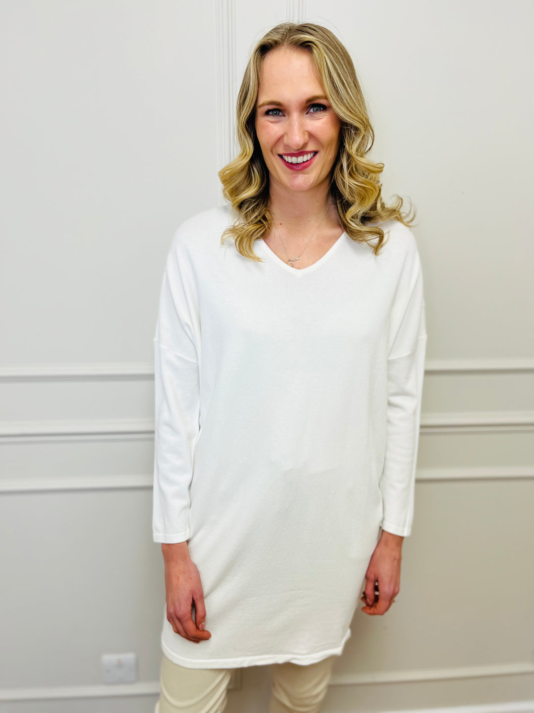 "RUTH” Embellished Tunic-Cream