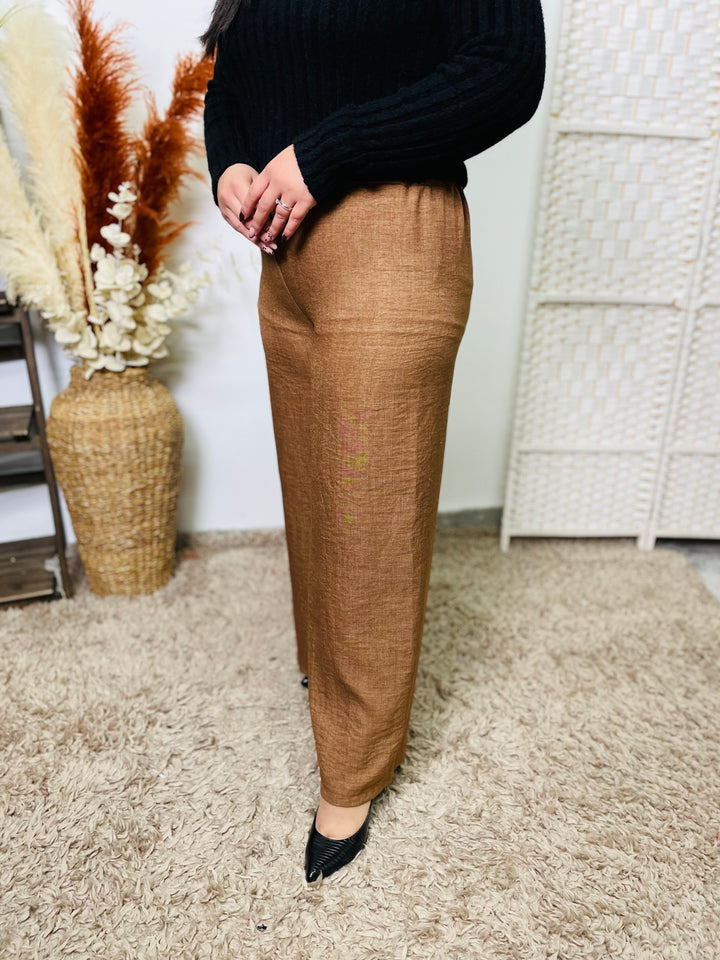 "KENNEDY" Straight Leg Trousers-Tan