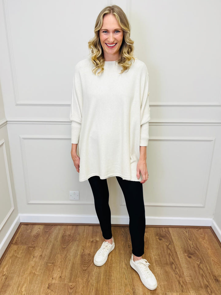 "BETTY" Button Jumper-Cream