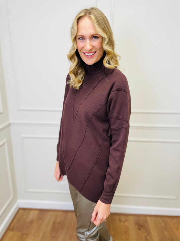 "BLAKE" Polo Neck Jumper-Brown