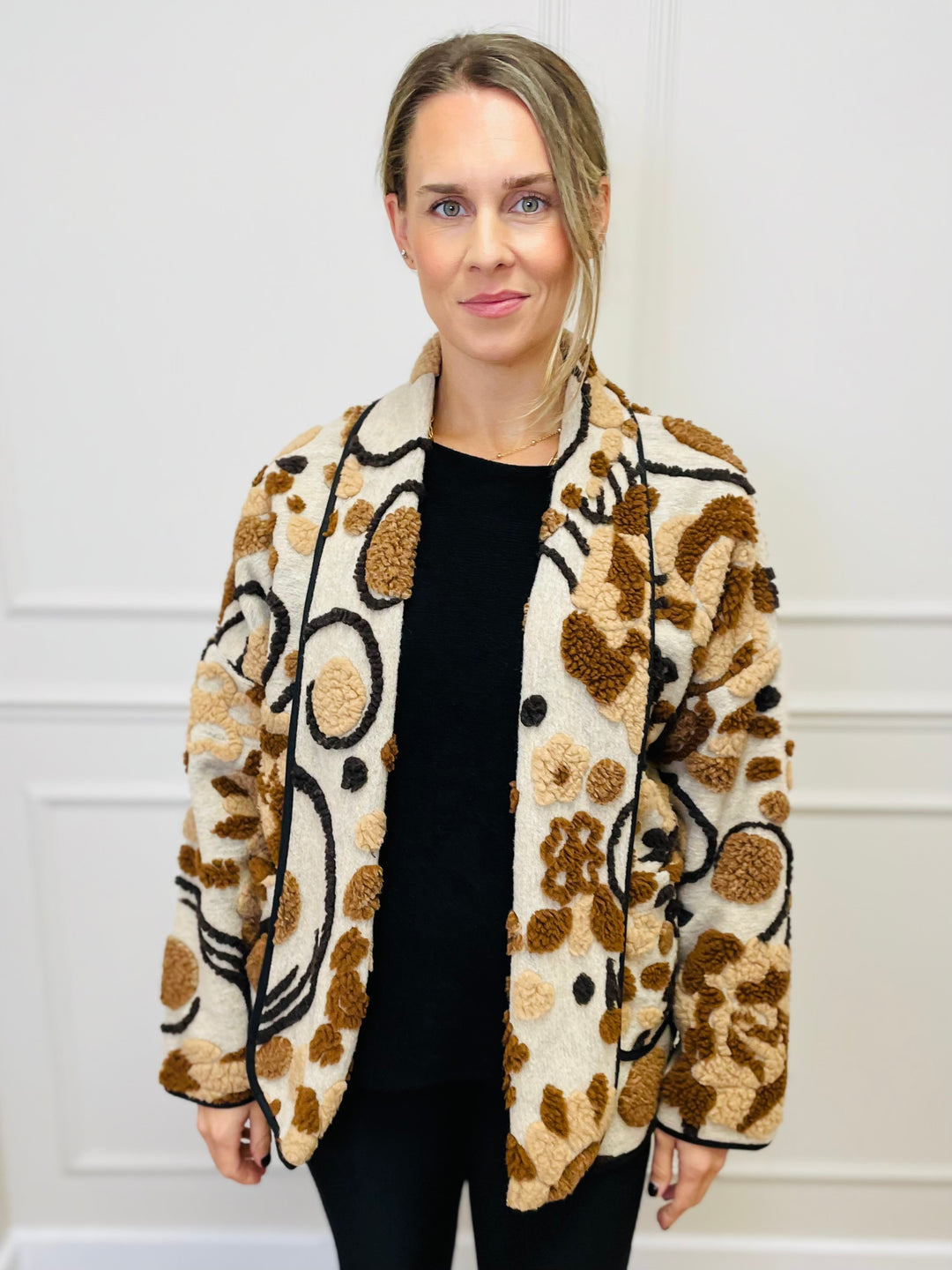 "NANCY" Textured Coat-Neutral