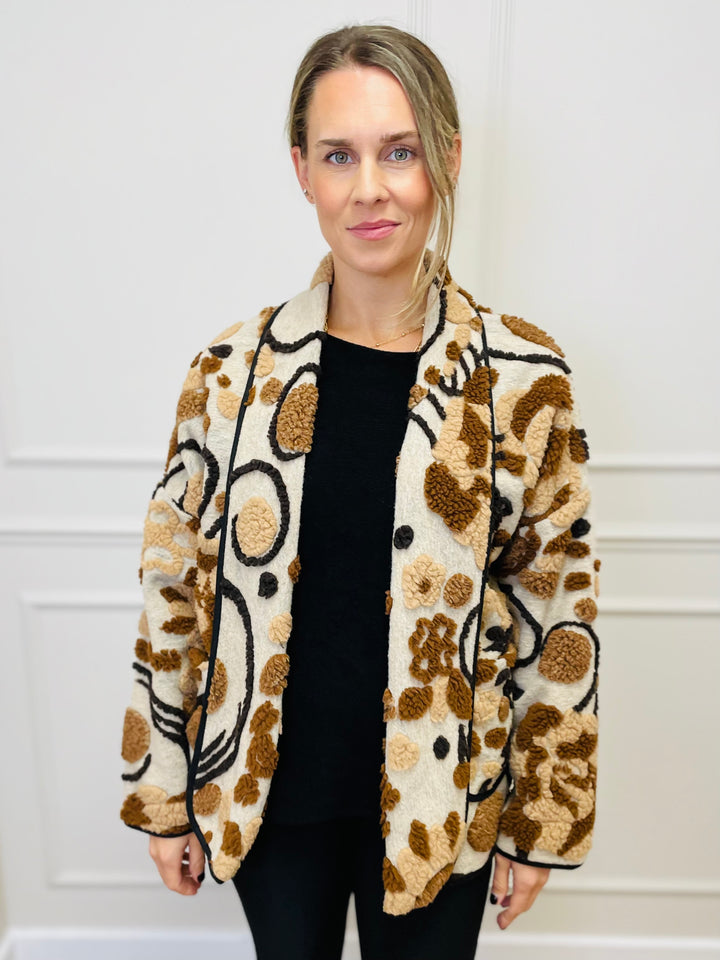 "NANCY" Textured Coat-Neutral