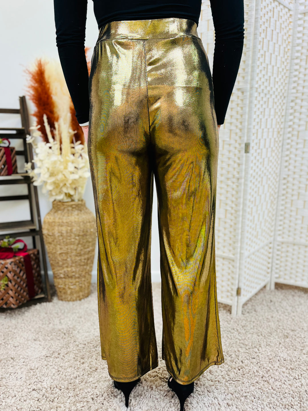 "EVA" Wide Leg Trousers-Gold