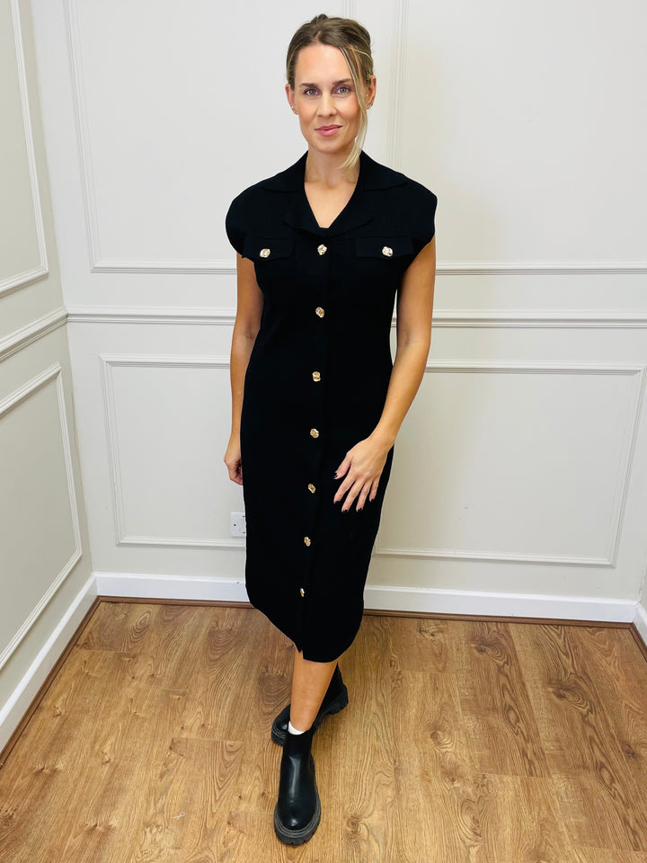 "CRYSTAL" Sleeveless Dress-Black