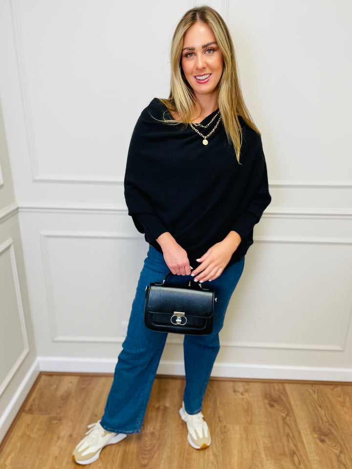 "BELLA" Asymmetric Jumper-Black