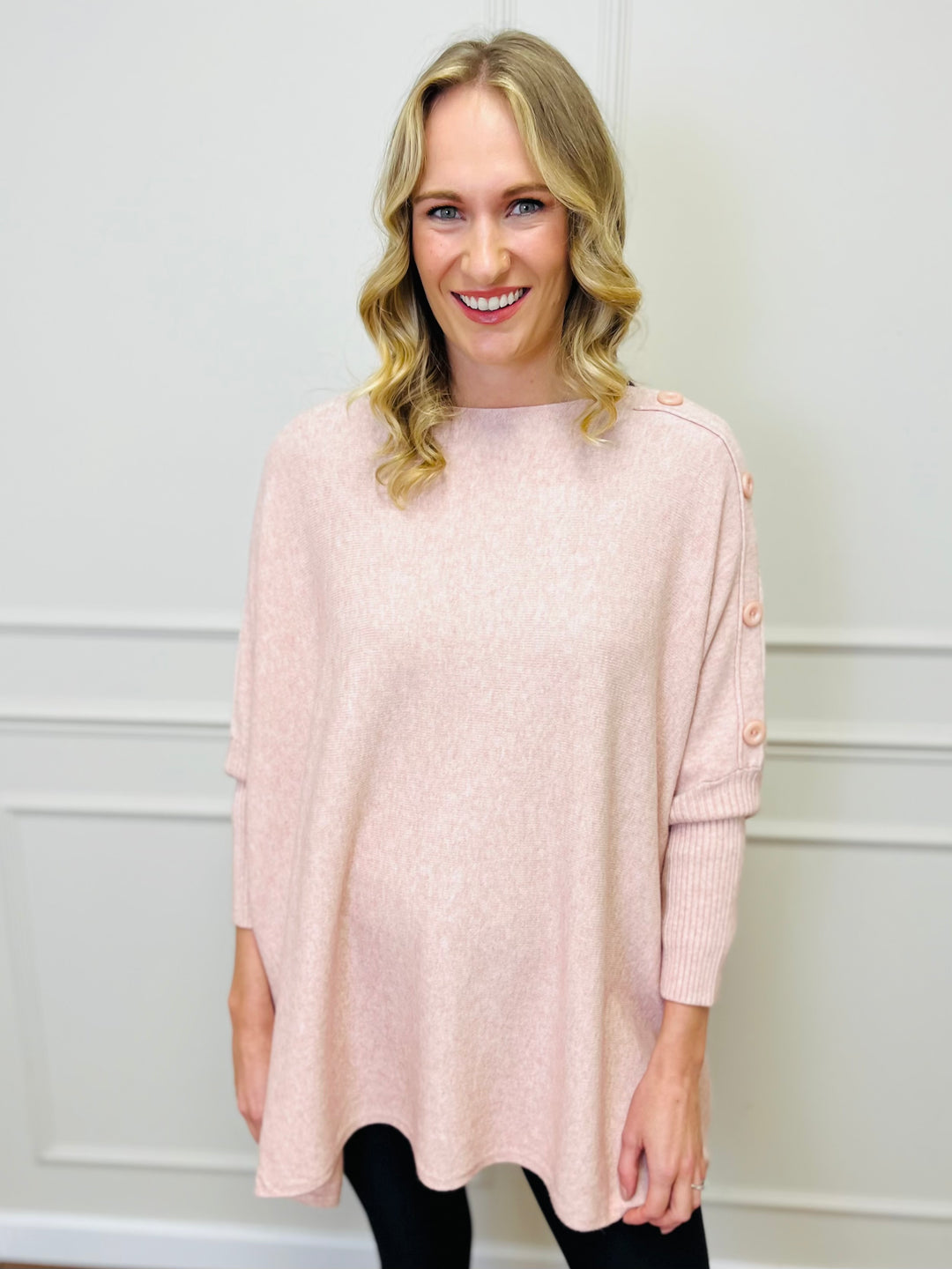 "BETTY" Button Jumper-Pink