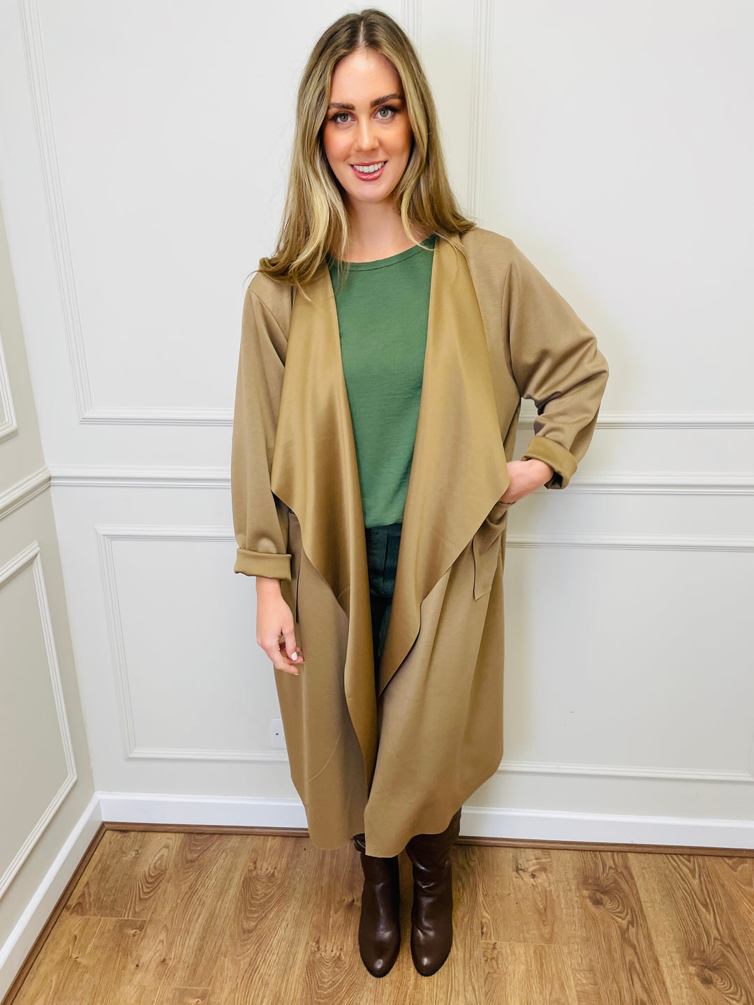 "ELAINE” Waterfall Jacket-Tan